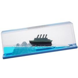 XEXBMNA Latest Model Unsinkable Titanic Wavey Boat Toy Model Desk Acrylic Paperweight Liquid Wave Decorations for Car Cruise Ship in a Bottle Box Toys (C)