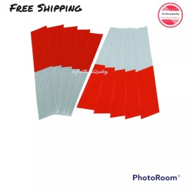 Unbranded 10X Pack 2 in. x 12 in. Red and White Reflective Strips Tape Security Truck Car