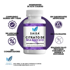 Citrato de magnesio y Citrato de Potasio | 120 cápsulas cada uno | Suplemento Alimenticio | Saisa Herbal Sin sabor | Alta biodisponibilidad | Apoyo del sueño, Ayuda a fortalecer musculos, Vitalidad