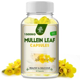 Mullein Leaf Capsules Vegan Natural Dietary Supplement For Lung Cleanse Detox
