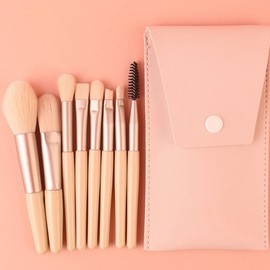 Portable Makeup Brush 8-Piece Pouch Set RD-11049 Pink 2ea