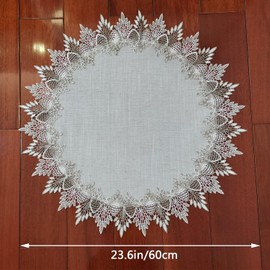 Lace Doily 24 Inches Neutral Earth Tones Crochet Handmade Coaster Round Placemat Rustic Table Doilies Decors for Kitchen Dining Room Party Dressers Dream Catcher Decoration