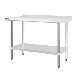 HARDURA Stainless Steel Table with backsplash 24 x 48 Inches Kitchen Prep Table Heavy Duty Stainless Steel Workbench NSF 304 Metel Table with Aluminium Corner Undershelf for Commercial Restaurant