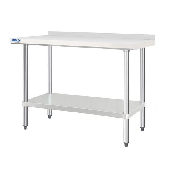 HARDURA Stainless Steel Table with backsplash 24 x 48 Inches