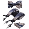 Hisdern Men's Braces, Wide Bow Tie and Pocket Handkerchief Set,