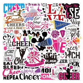 Cheer Stickers Pack 60PCS Cheerleader Stickers for Scrapbooking Water Bottles Laptop, Eikecy Vinyl Waterproof Cute Cheerleading Stickers Gifts for Girls Adults Stickers