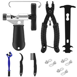 Ledebouk Chain Riveter Bicycle, Bicycle Chain Tool, Chain Riveter Bicycle with Bicycle Cleaning Brush, Chain Pliers, 5 Pairs Bicycle Chain Rivets, Bicycle Chain Repair Set for 6-12 Speed Bicycle Chain