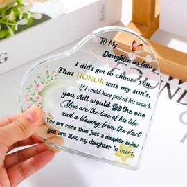 Ornalrist Daughter-in-law Colorful Heart Gifts, Glass Keepsake Birthday Gifts for Daughter-in-Law from Mother-in-law, Christmas Wedding Gifts for Daughter in Law