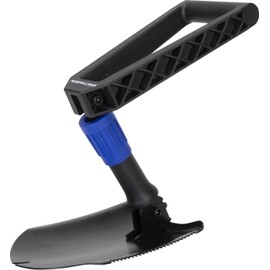 Marshalltown Proscape Round Point Folding Shovel, Garden and Snow Tool, Heavy Gauge Powder Coated Carbon Steel, Angled Blade with Serrated Edge, Ultra-Low Profile Compact Design, 23 Inches, FOLDRPS