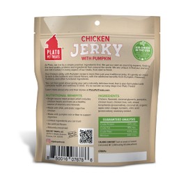 PLATO Pet Treats Air Dried, Real Meat, Chicken Jerky with Pumpkin Dog Treats, Made in The USA, Grain Free, 7oz