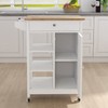 ROCKRAIN White Kitchen Island Cart: Modern Rolling Trolley with Adjustable