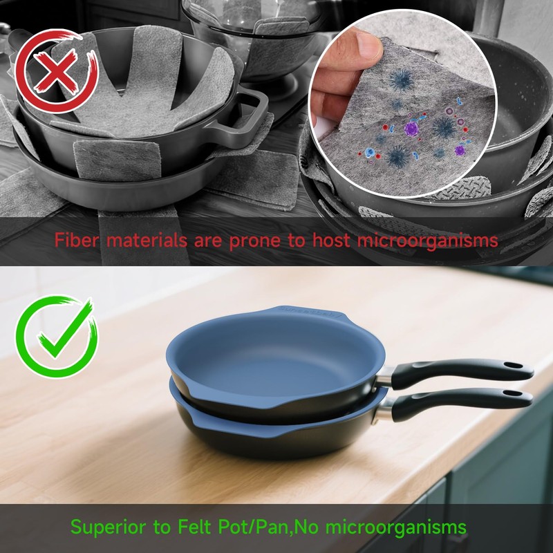 Silicone Pan Protectors for 12-Inch Frying Pans - Non-Slip Stacking