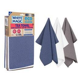 White Magic Tea Towel 3-Pack, Hampton - Superior Absorbency, Versatile Multi-Purpose Use, Durable Construction, Stylish Designs, Quick-Drying & Lint-Free, Easy Care, Kitchen Essential, 70x50cm