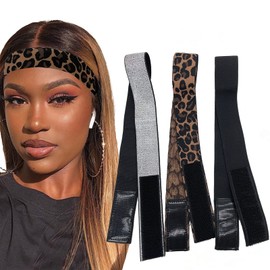 Atimiaza 3 Pcs Elastic Bands for Wigs - Lace Melting, Edge Wrap to Lay Edges (Silver, Leopard, Black Pack)