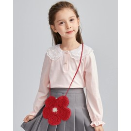 Reberomantique Women Girls Mini Flower Crochet Shoulder Crossbody Bag Handmade Handbag Purse Cotton Cellphone Wallet