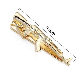 Yierda Novelty Gun Tie Clip for Men Unique Gold Rifle Tie Bar Neckties for Regular Wedding Business Tie Pin Clips Jewelry