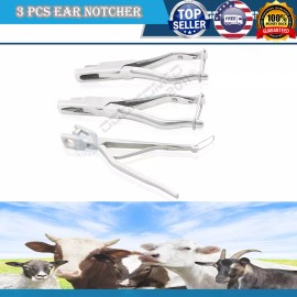 Stainless 3 PC  PREMIUM BULL EAR NOTCHER U V O SHAPE SHEEP GOAT COW BUFFALO HORSE DOG ODM