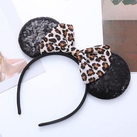 Stylish Mouse Ears Bow Headbands, Glitter Hairbands for Women Girls Kids Party Decoration Christmas Cosplay Costume