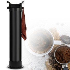 Havawish 1 Set Large 17L Knock Box for Espresso Grounds Espresso Coffee Shop Kitchen Tool Coffee Grind Collection Dump Bin Commercial Floor Standing Knock Box with 25 Garbage Bags and Towel, Black