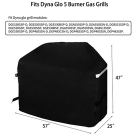 Hisencn 57 inch Grill Cover for Dyna Glo 5 Burner dgf510sbp, dgf510pbp-d, dge530bsp-d, Heavy Duty Waterproof Outdoor BBQ Cover for Dyna Glo Premium Grill, All Weather Protection, Fade and UV Resistant