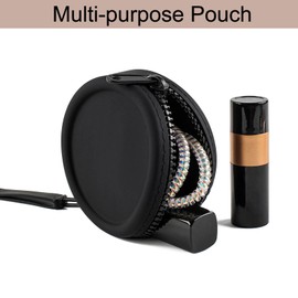 WHHJM Small Silicone Makeup Bag for Women Round Purse Essentials Portable Cosmetic Accessories Organizer Small Travel Kit Storage Pouch (Black)