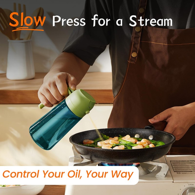 TrendPlain 16oz/470ml Blue Glass Olive Oil Sprayer for Cooking -