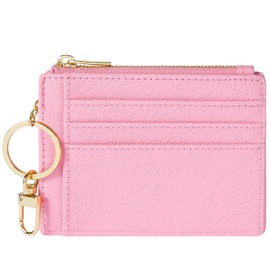 Sodsay Sodsay RFID Wallet Women Card Case Slim Front Pocket Wallet for Women Credit Card Holder with Keychain(CH Pink)