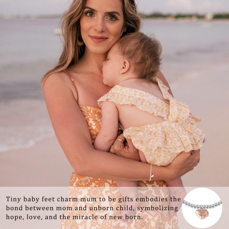 MUCCA Mum to Be Gifts Little Foot Charm Bracelet for