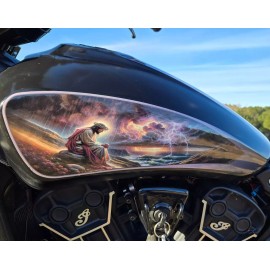 East Coast Vinyl Werkz Indian Scout motorcycle tank decals -3pc set- Savior Enduring the Storm - Bobber