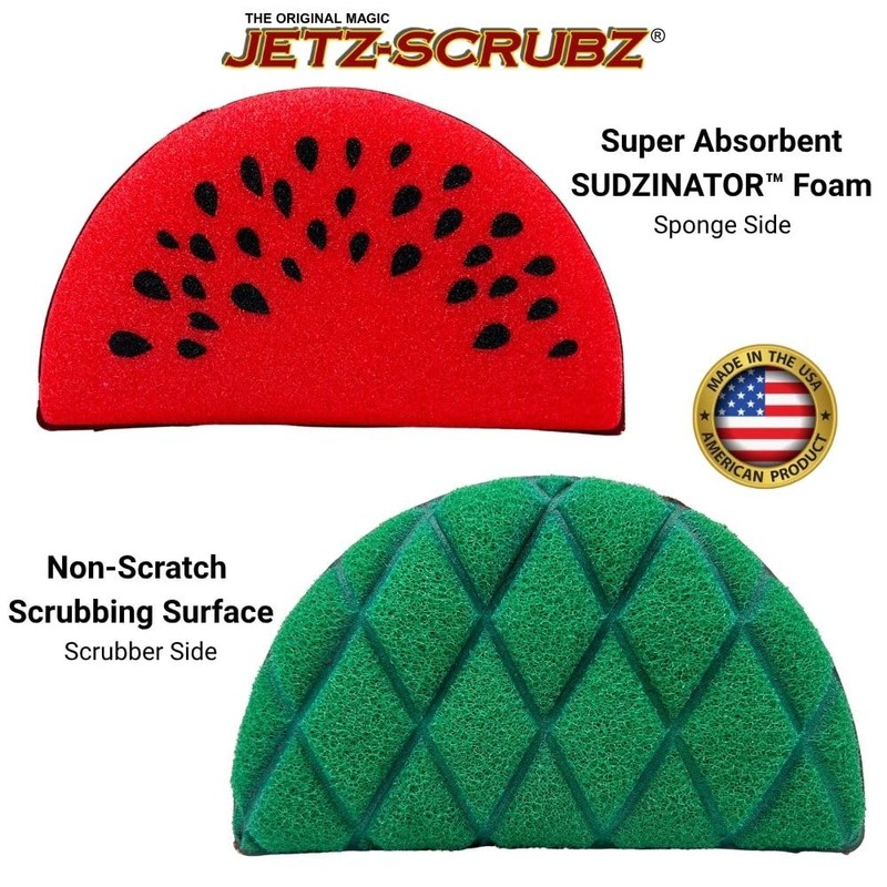 Jetz-Scrubz Watermelon Shaped Dual-Sided Kitchen Scrubber Sponge (2-Pack)
