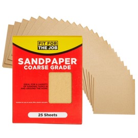 Fit For The Job 25 große Blätter im A4-Format, grobes Schleifpapier zum Schleifen von Holz, Möbeln, Metall, Putz für Heimwerkerarbeiten, Dekorieren und mehr, 230mm x 280mm