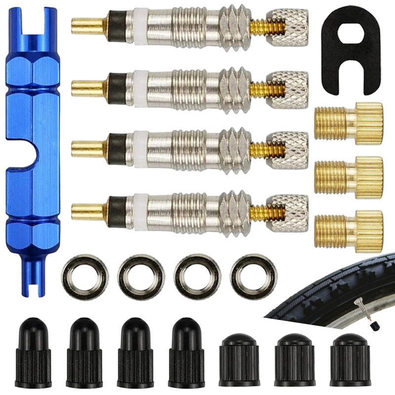 20pcs French Presta Valve Core Kit, Bicycle Valve Adapter with