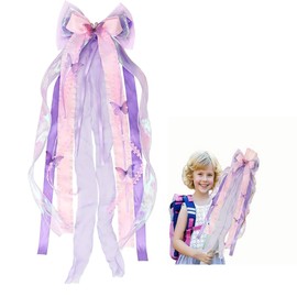 Schleife Schultüte Lila 60×20cm mit Schmetterling & Glitzer, Schultütenschleife Zuckertütenschleife für Mädchen & Jungen,Zuckertüte Einschulung Schulanfang Deko
