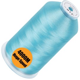 New brothread - Single Huge Spool 4000M Each Polyester Embroidery Machine Thread 40WT for Commercial and Domestic Machines - Light Blue