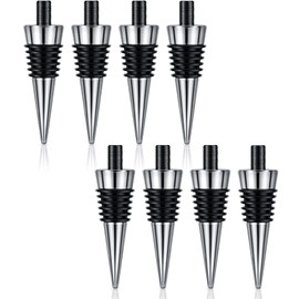 Honeydak 8 Pieces Metal Bottle Stopper Blank Stainless Steel Wine Bottle Stopper Kit Reusable Wine Saver Corks Hardware for Wedding Party Bar Turning