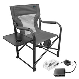 Bliss Hammocks 24 Volt Heated Directors Seat 21 Inch Wide Steel Camping Chair, Gray