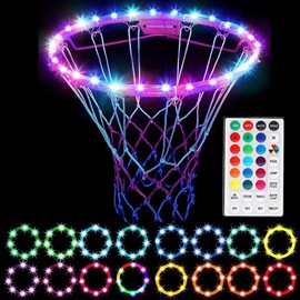 KENANLAN LED Basketball Hoop Illuminated Remote Control Basketball Field LED Light 4 Modes 16 Colors Waterproof Outdoor Training at Night