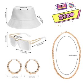 80s 90s Outfit for Women, Unisex Hip Hop Costume Baseball Jersey Shirt Yoga Pants Bucket Hat Gold Chain Rapper Accessories