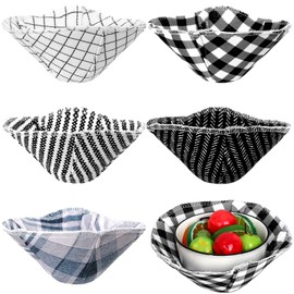 CHENGU Microwave Bowl Cozy Holders Set of 5, Microwave Hot Bowl Holder Multipurpose Heat Resistant Fruit Geometric Pattern Pads Hot Heat Proof Plate Pot Pads for Soup(Geometric)