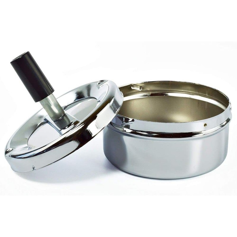 Set of 2 Rotating Ashtrays, Wind Ashtrays, Metal Chrome-Coloured 9