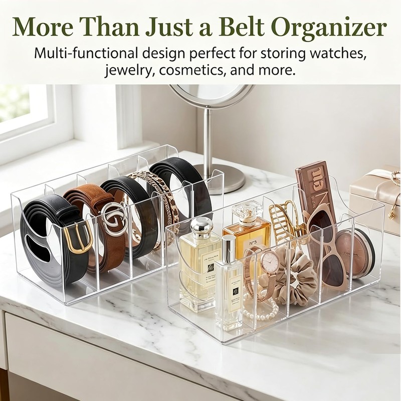 Belt Organizer 2 Pack Clear Acrylic Belt Holder for Closet