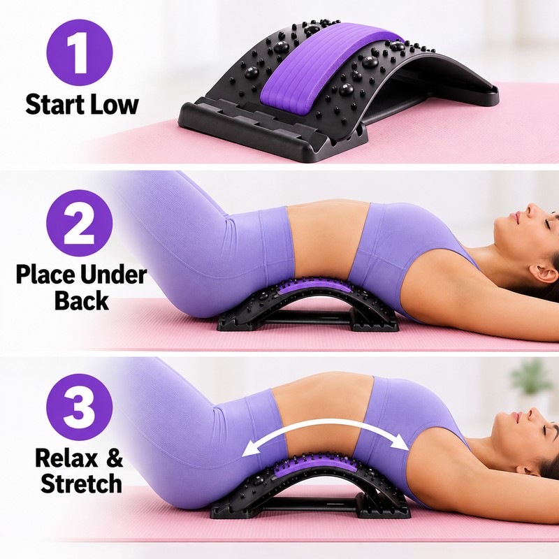 4-Level Back Stretcher Lumbar Support Board – Adjustable Arch Stretching