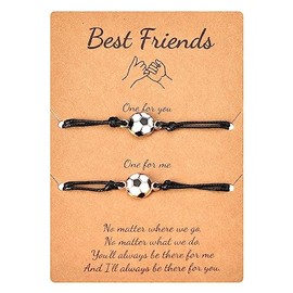 MXXGMYJ Best Friend Soccer Bracelet Gifts for Women Men Friendship Bracelets for Boys Girls Birthday Graduation Gifts for Friends Bestie Adjustable Football Bracelet Matching Braided Bracelets for 2