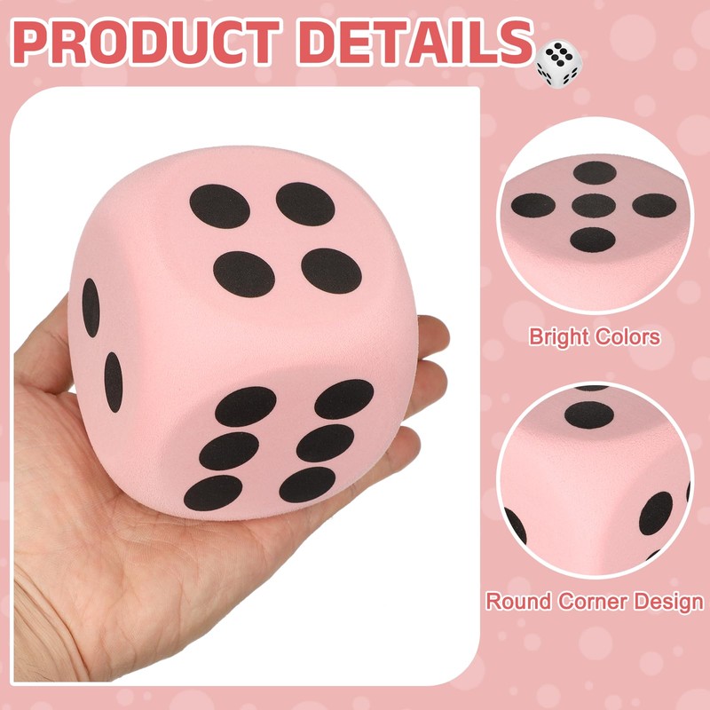 sourcing map 2Pcs Foam Dice, 8cm/3.15inch Eva 6-Sided Dice Stress