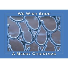 We Wish Shoe a Merry Christmas Farriers Farriers Frosty Horseshoes 4.5" x 6.25" Greeting Card FOR BUSINESS - 10 Cards + Envelopes, Made in USA