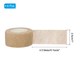 PATIKIL Sports Self-Adhesive Tape, 4 Pack 2" X 5 Yards Bandage Wrap Breathable Elastic Tape Prevent Finger Friction for Golf Baseball Volleyball, Skin Tone