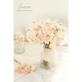 Floroom Floroom Ranunculus Artificial Flowers 18 Pcs Champagne Faux Silk Mini Ranunculus Bulk Fake Wedding Filler Flowers for DIY Cream Bouquets, Centerpieces, Bridal Shower Decorations & Arrangements