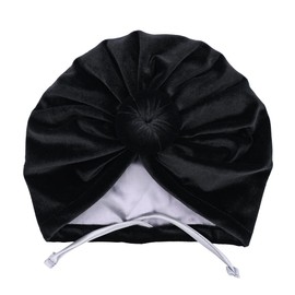 Sugarmelon Cute Silk Satin Lined Turban Hat for Newborn Baby Girls Boys Hair Care Bonnet Infant Toddler Headwraps Beanie Caps (6M,Velvet Black)