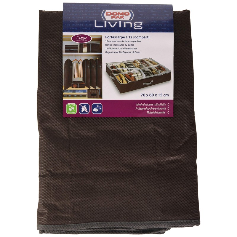 Domopak living Large Underbed Shoe Organiser, 12 compartments (Brown )