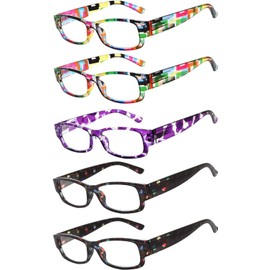 OWL 5 Pack Reading Glasses Women, Spring Hinge Colorful Fashion Eyeglasses for Women, Elegant Stylish Readers for Women